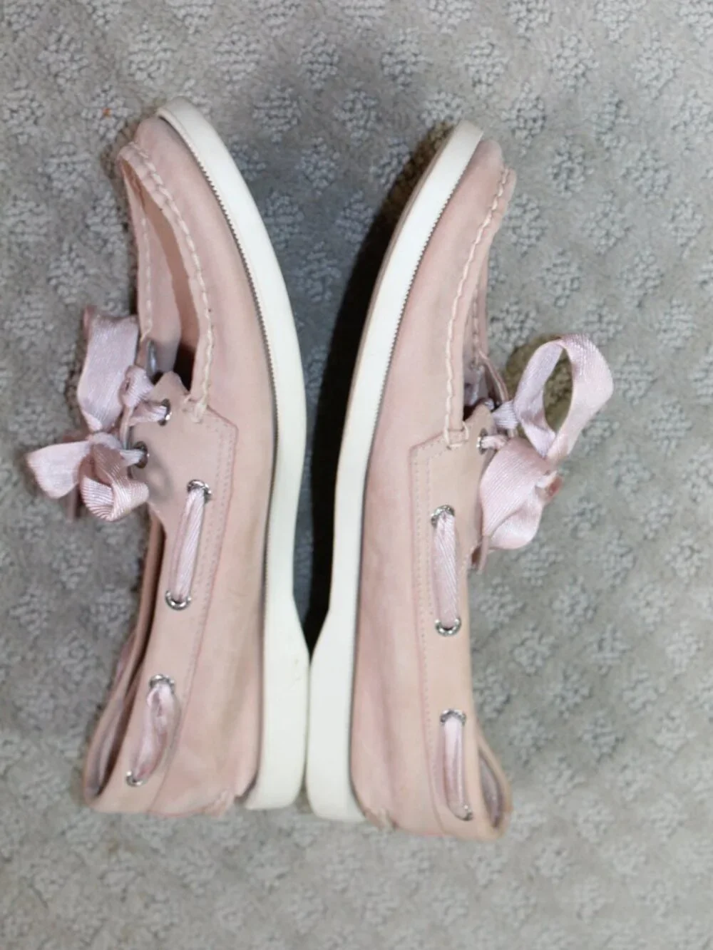 Sperry Size 8.5 Pink Leather Satin Ribbon Topsiders Loafers